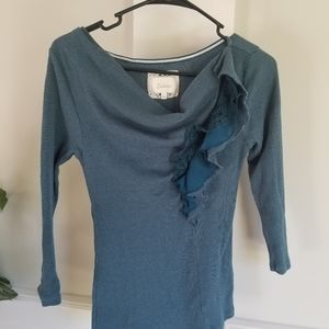 EUC Anthropologie Deletta teal cowl neck top